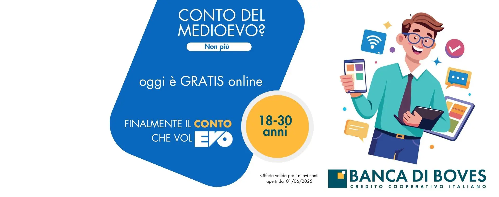 Conto EVO: conto corrente GRATUITO per tutte le operazioni effett