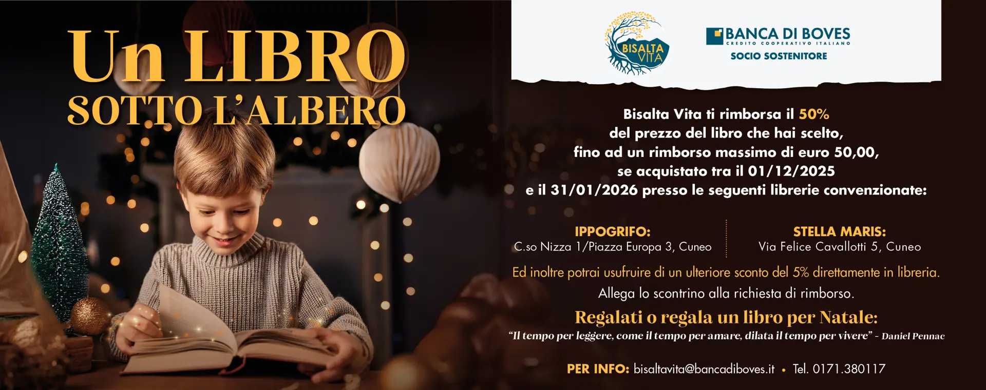 Bisalta Vita , nel periodo natalizio, ti rimborsa il 50% del libr